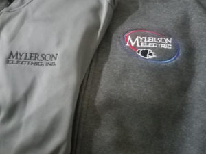 Business logo embroidered for Mylerson Electric, Inc.